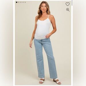 Light Blue Relaxed Straight Leg Maternity Jeans